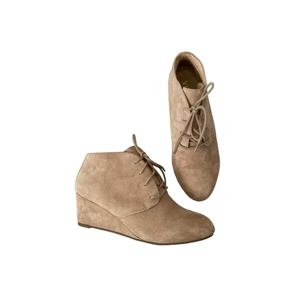 Vionic Elevated Becca Wedge Suede Weather-resistant Bootie Light Tan US 6.5